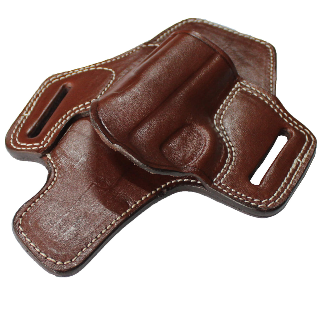 Protected Barrel Real Leather OWB Carry Two Slot Fast Draw Handmade Pistol Gun Holster image 6