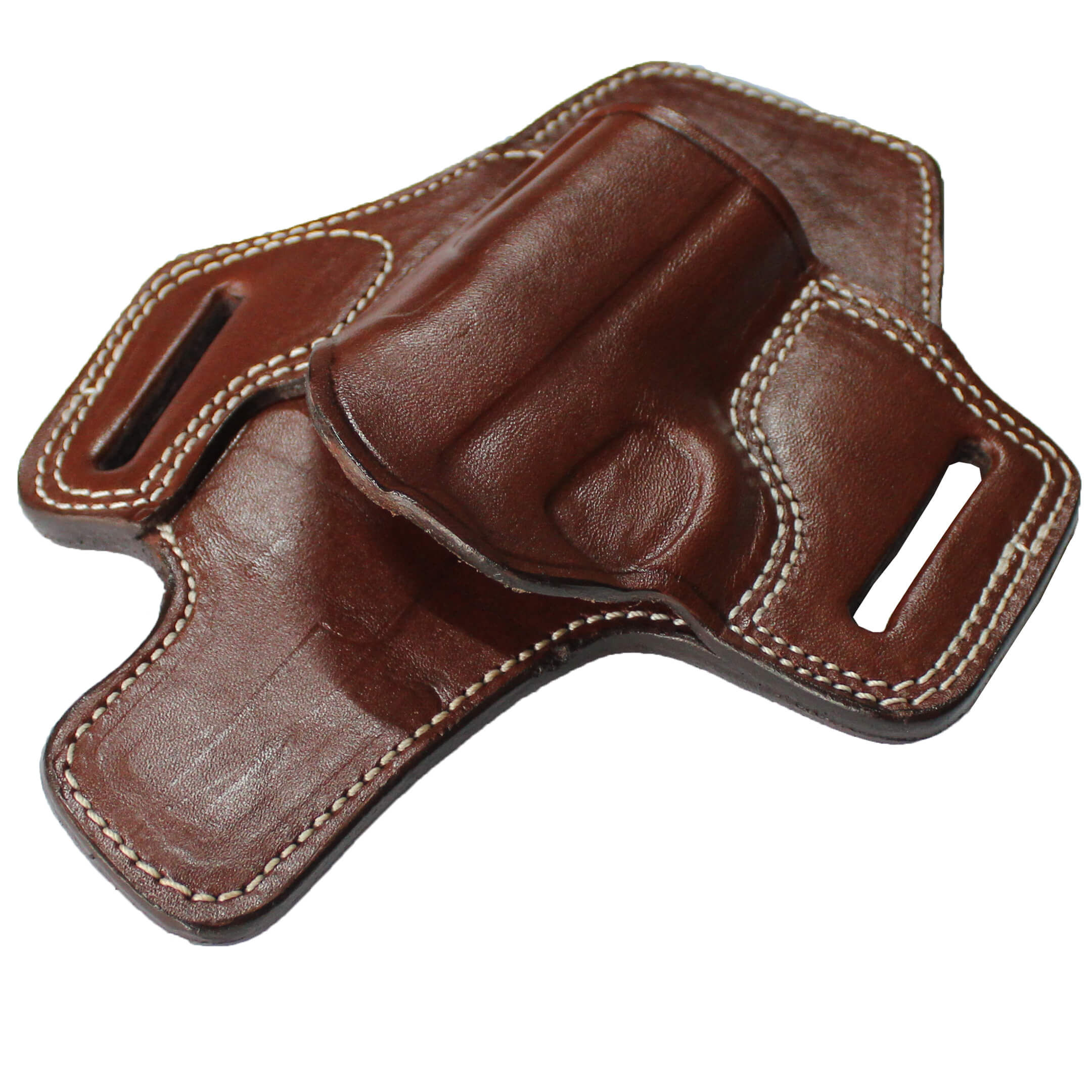 Protected Barrel Real Leather OWB Carry Two Slot Fast Draw Handmade Pistol Gun Holster image 6