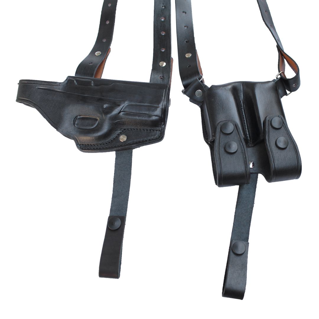 Horizontal Shoulder Holster With Magazine Holder Concealed Carry Gun Holster image 18
