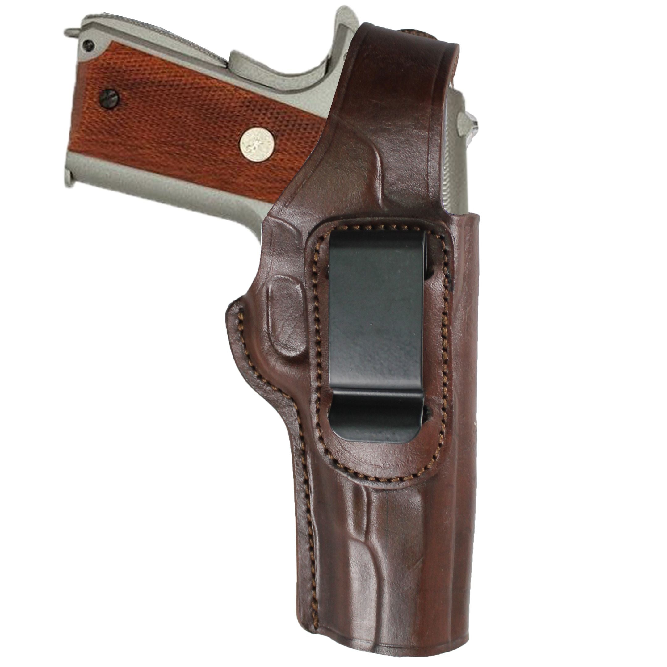 Concealed Carry IWB / OWB Real Leather Belt Gun Holster - Dark Brown image 0