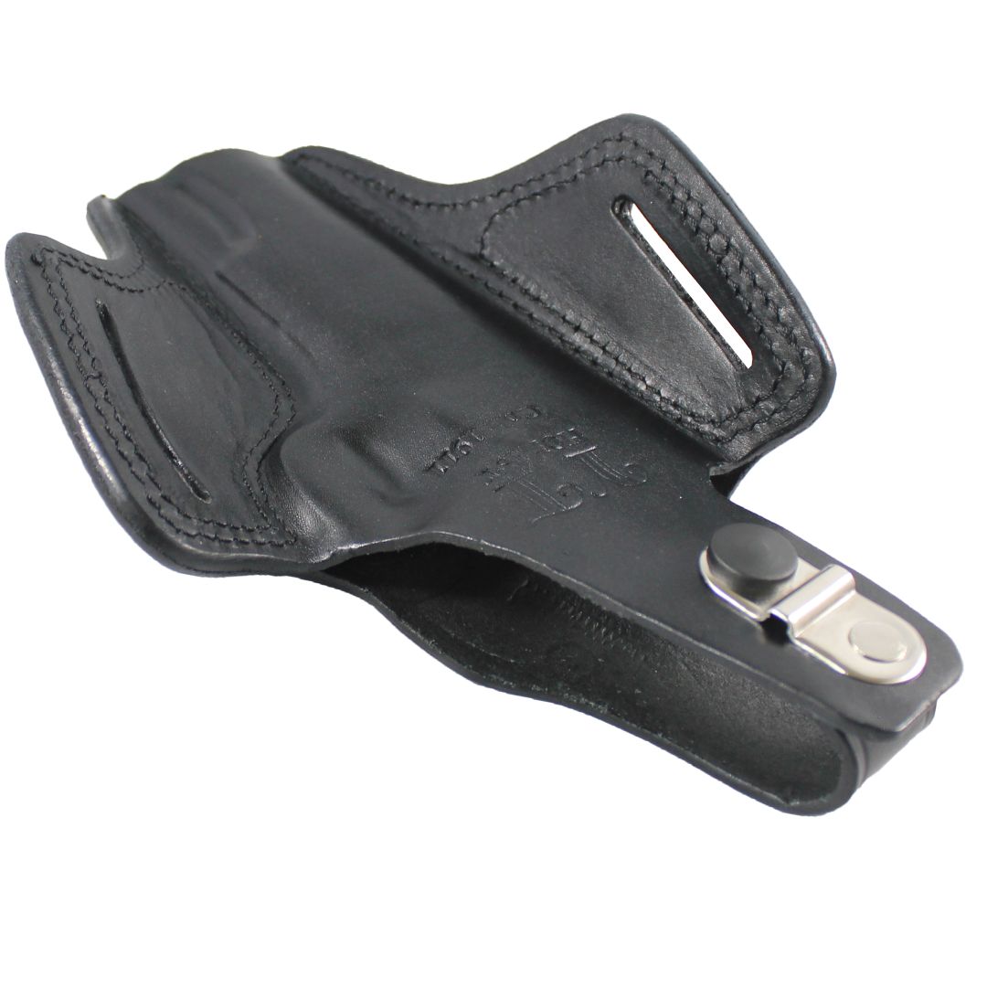 Handmade Leather OWB Carry Two Slot Thumb Break Gun Holster image 11