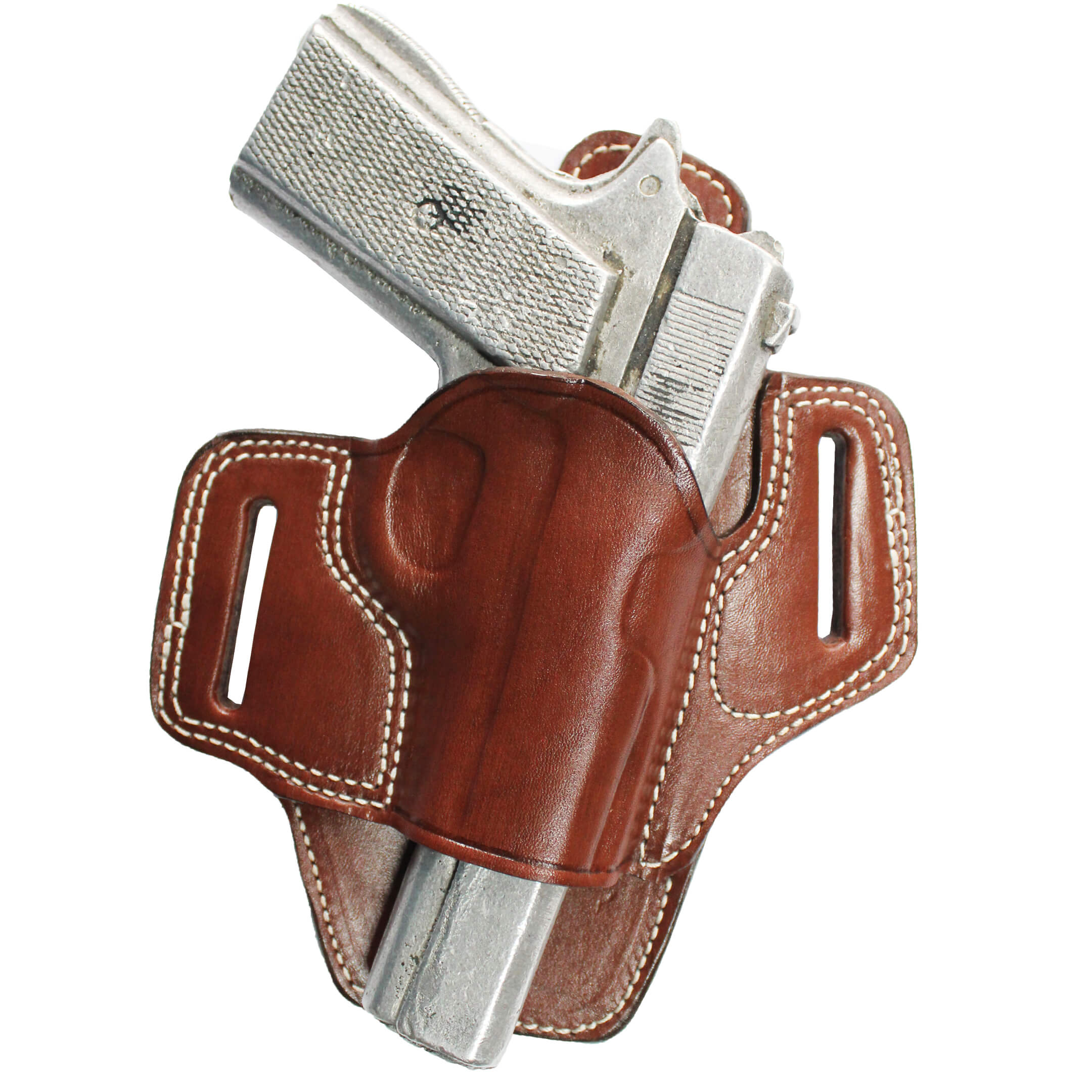 Protected Barrel Real Leather OWB Carry Two Slot Fast Draw Handmade Pistol Gun Holster image 0