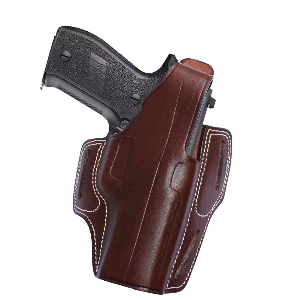 Beretta And  Browning Models Handmade Leather OWB Carry Three Slot Thumb Break Gun Holster