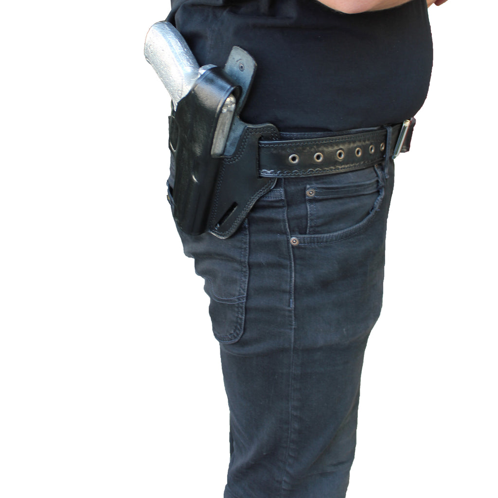 Beretta And  Browning Models Handmade Leather OWB Carry Three Slot Thumb Break Gun Holster