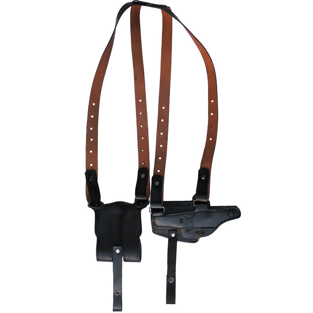 Horizontal Shoulder Holster With Magazine Holder Concealed Carry Gun Holster image 16