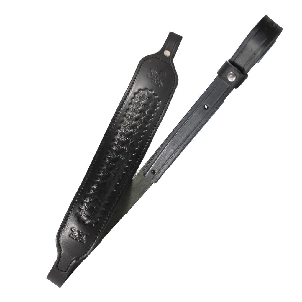 Basket Wave Padded With Screw Adjustable Durable Leather Rifle Sling - Black image