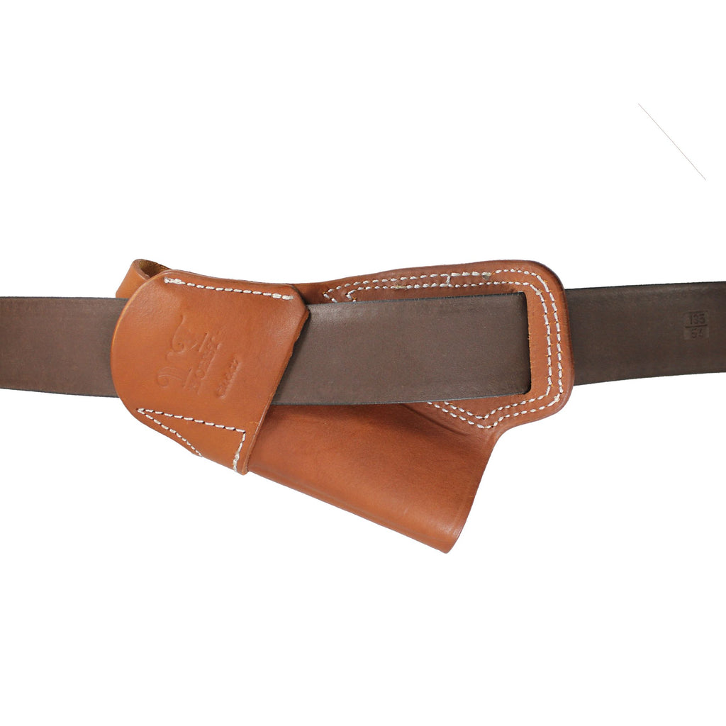 Handmade Leather Small of Back SOB Gun Holster with Retention Strap image 16
