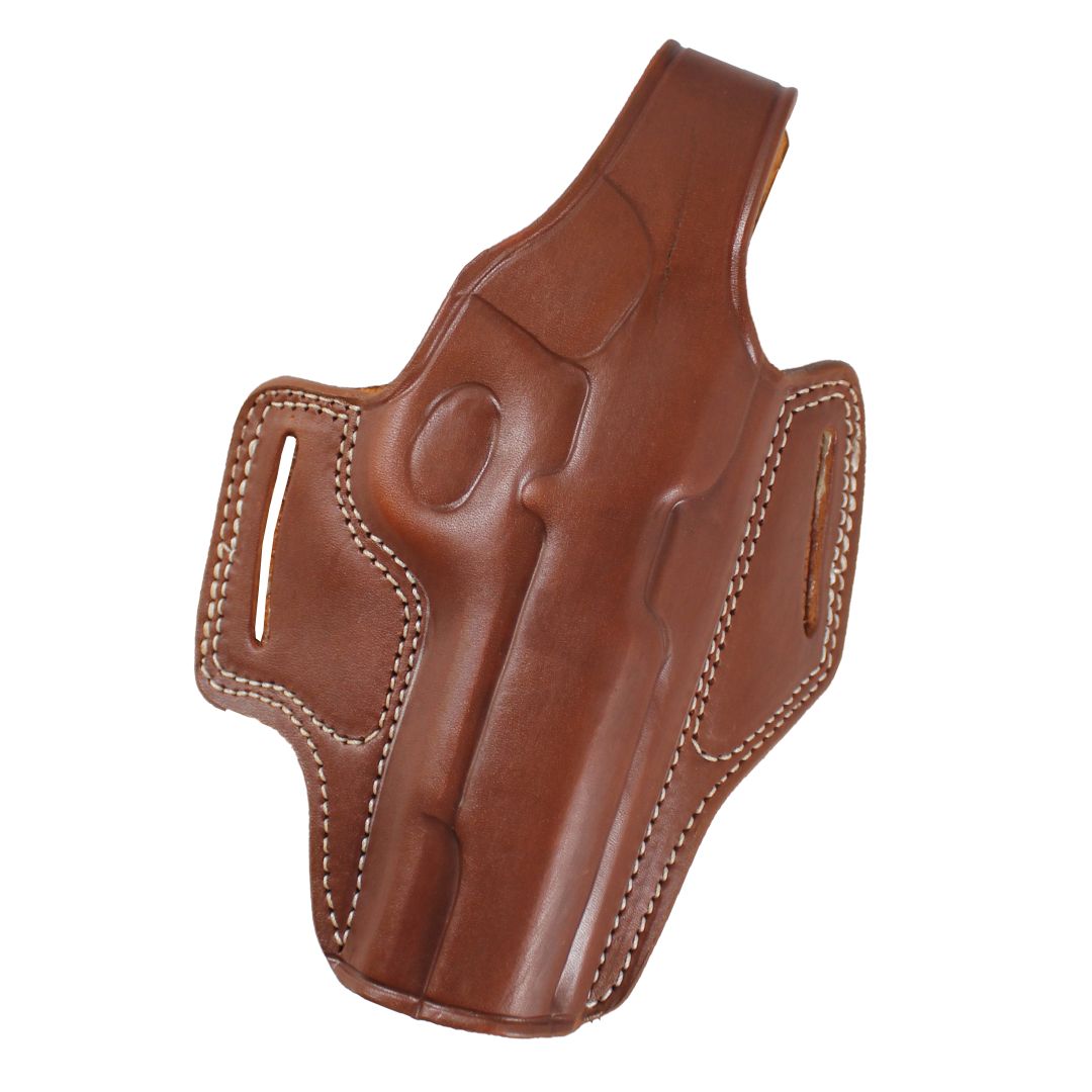 Handmade Leather OWB Carry Two Slot Thumb Break Gun Holster image 7