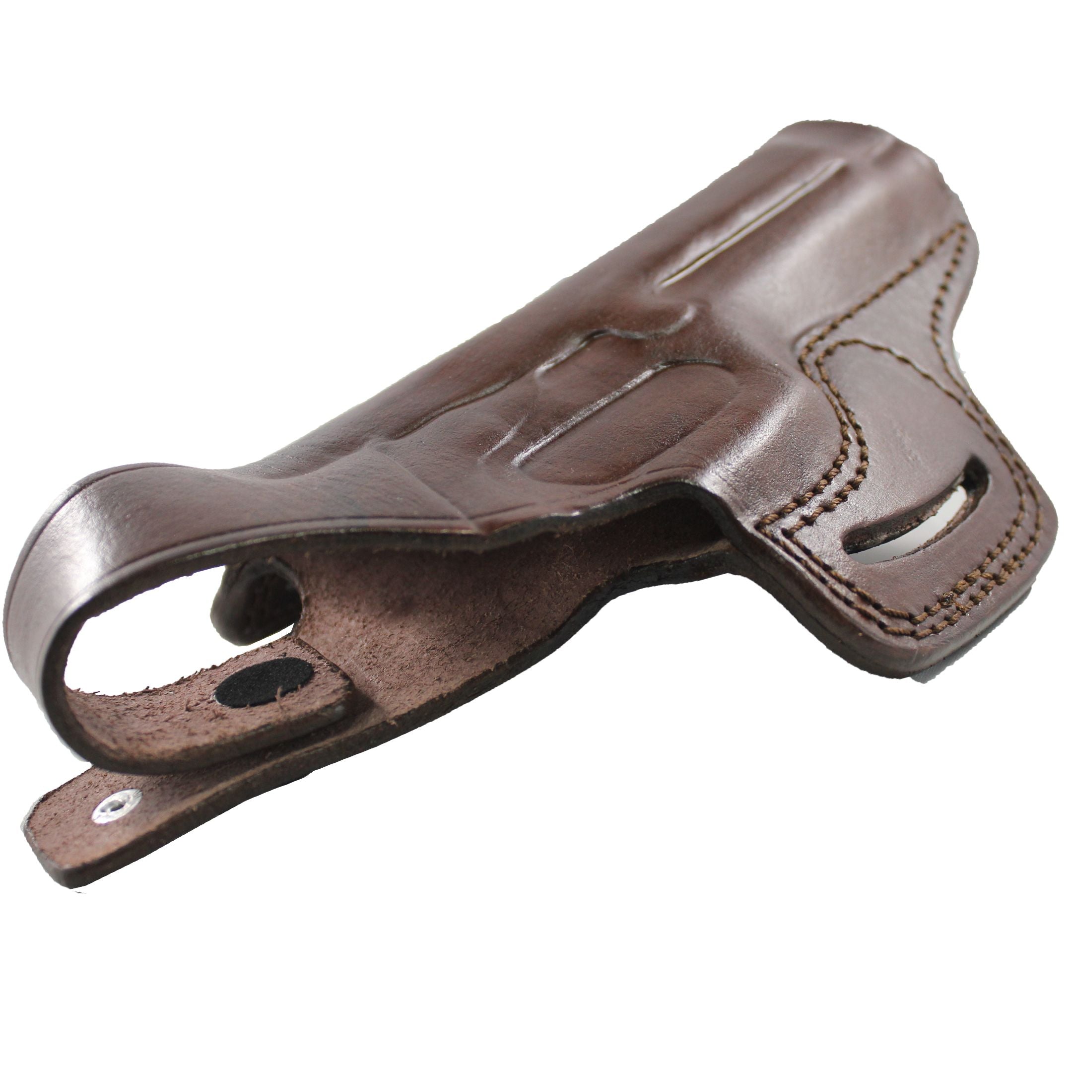 Handmade Leather OWB Carry Two Slot Thumb Break Gun Holster - Dark Brown image 4