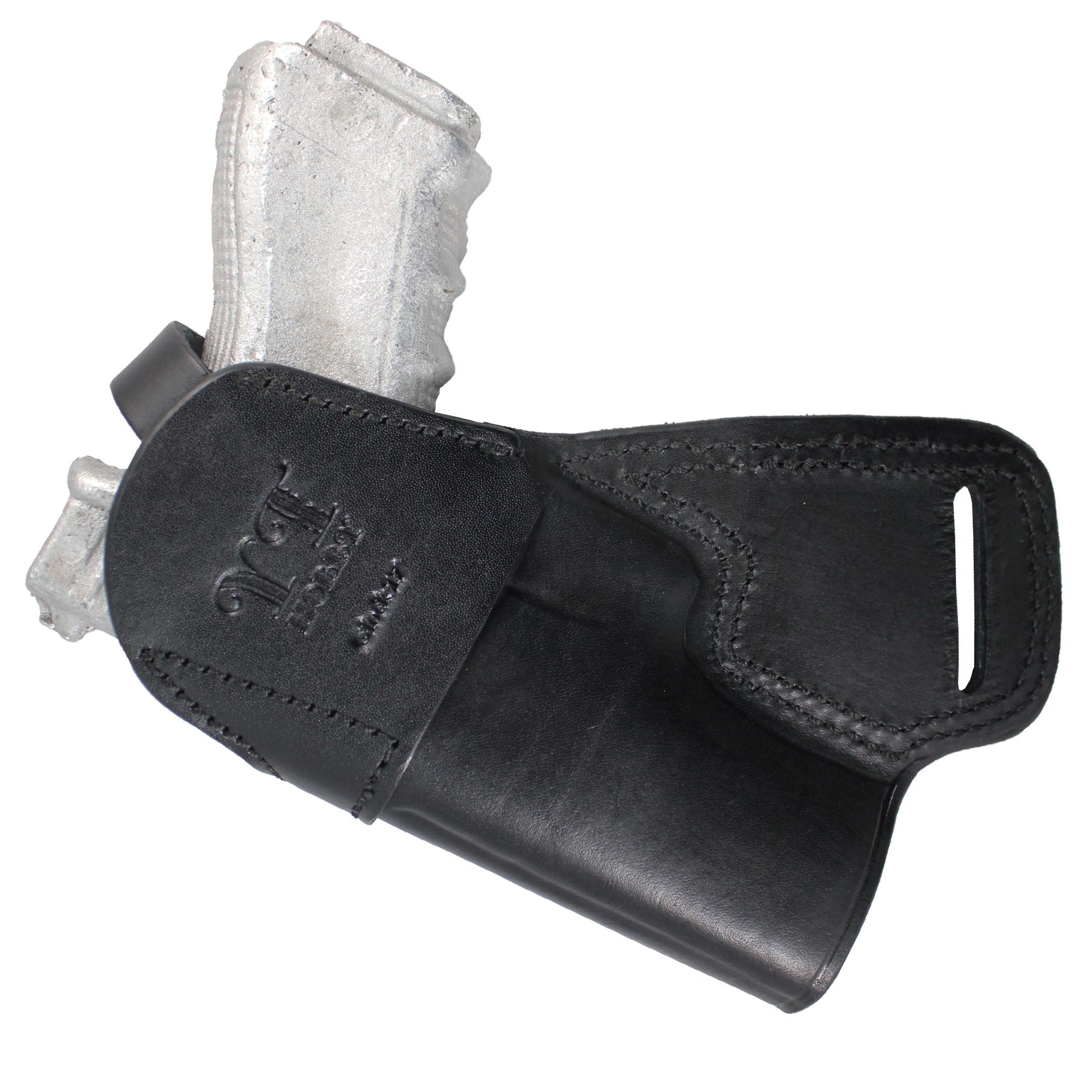 Handmade Leather Small of Back SOB Gun Holster with Retention Strap image 14