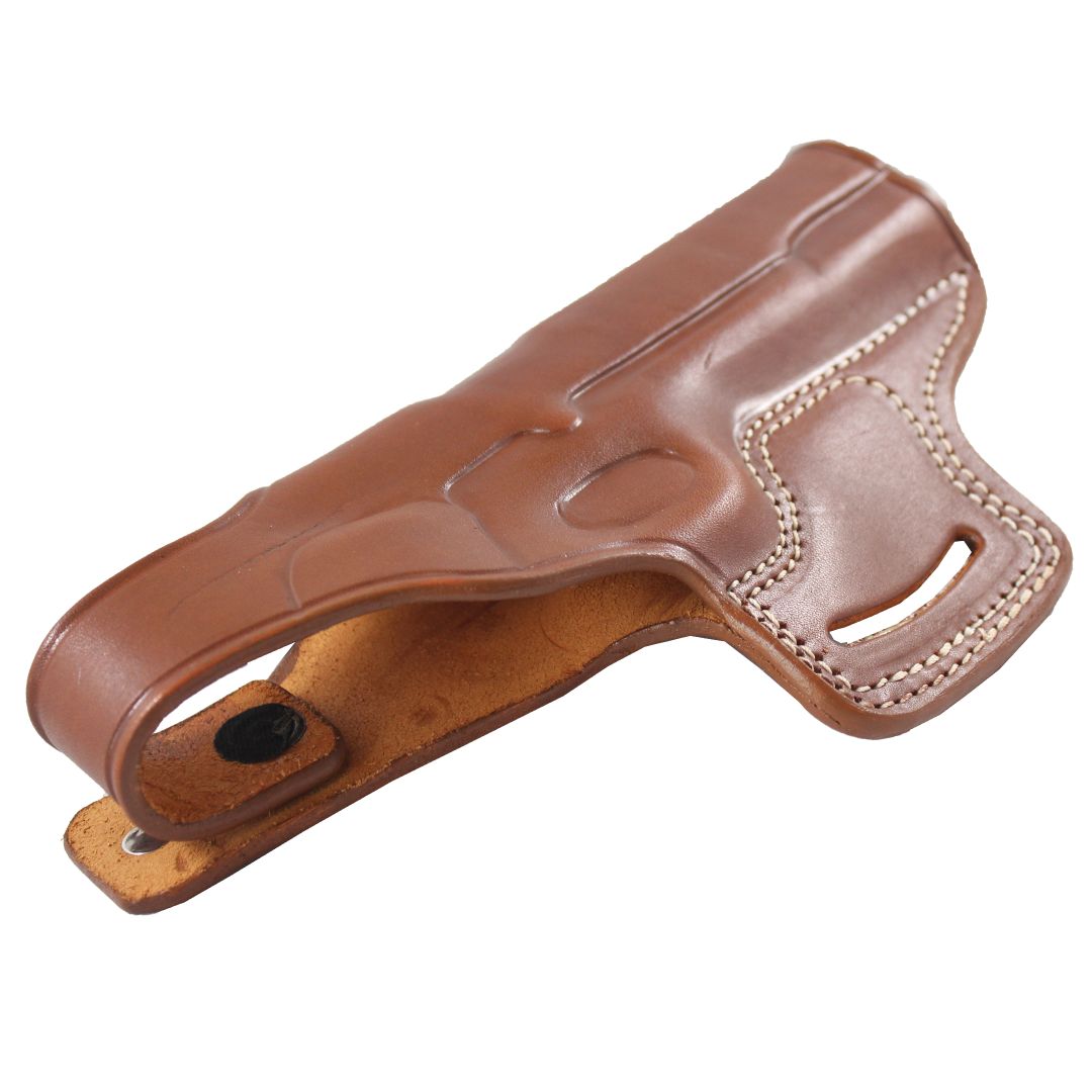 Handmade Leather OWB Carry Two Slot Thumb Break Gun Holster image 5