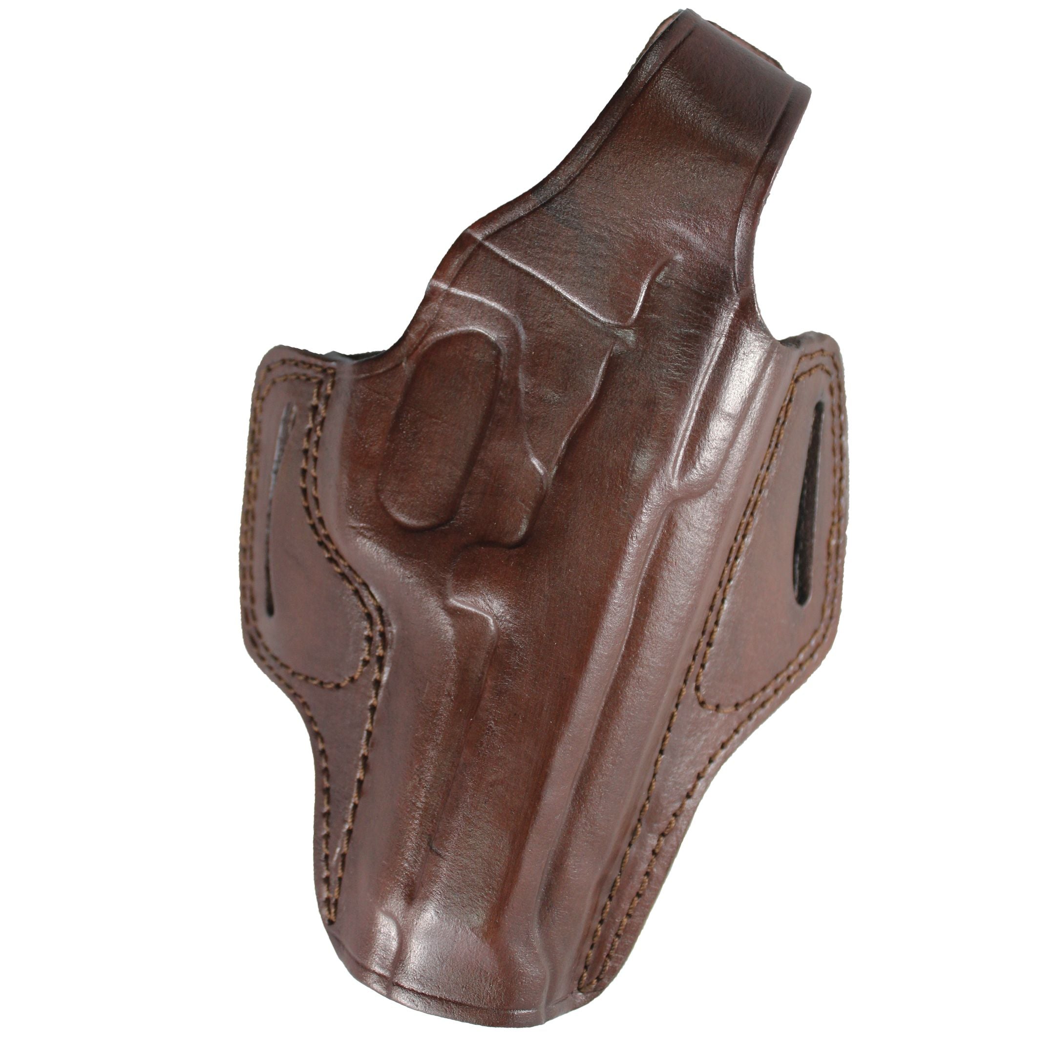 Handmade Leather OWB Carry Two Slot Thumb Break Gun Holster - Dark Brown image 6