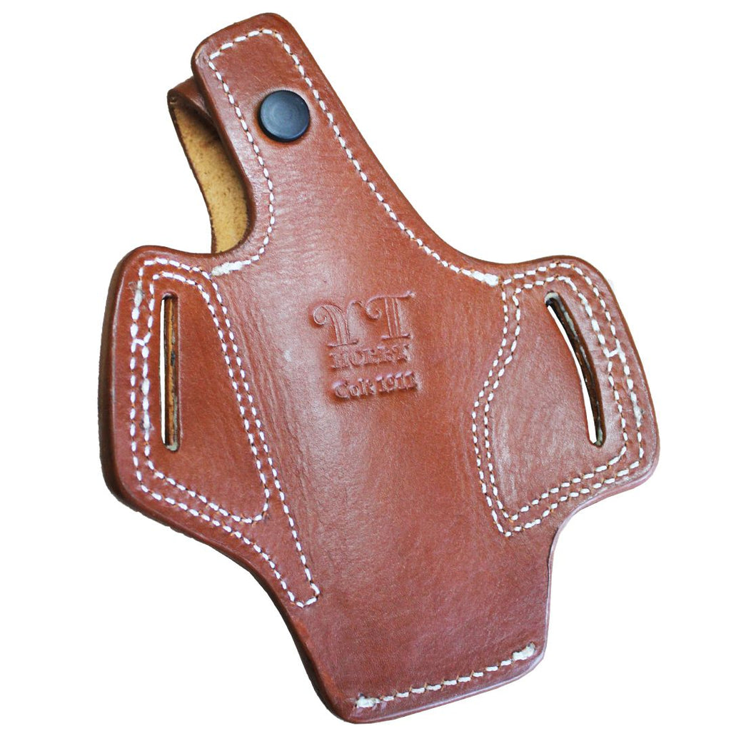 Protected Barrel Real Leather OWB Carry Two Slot Thumb Break Handmade Pistol Gun Holster image 11