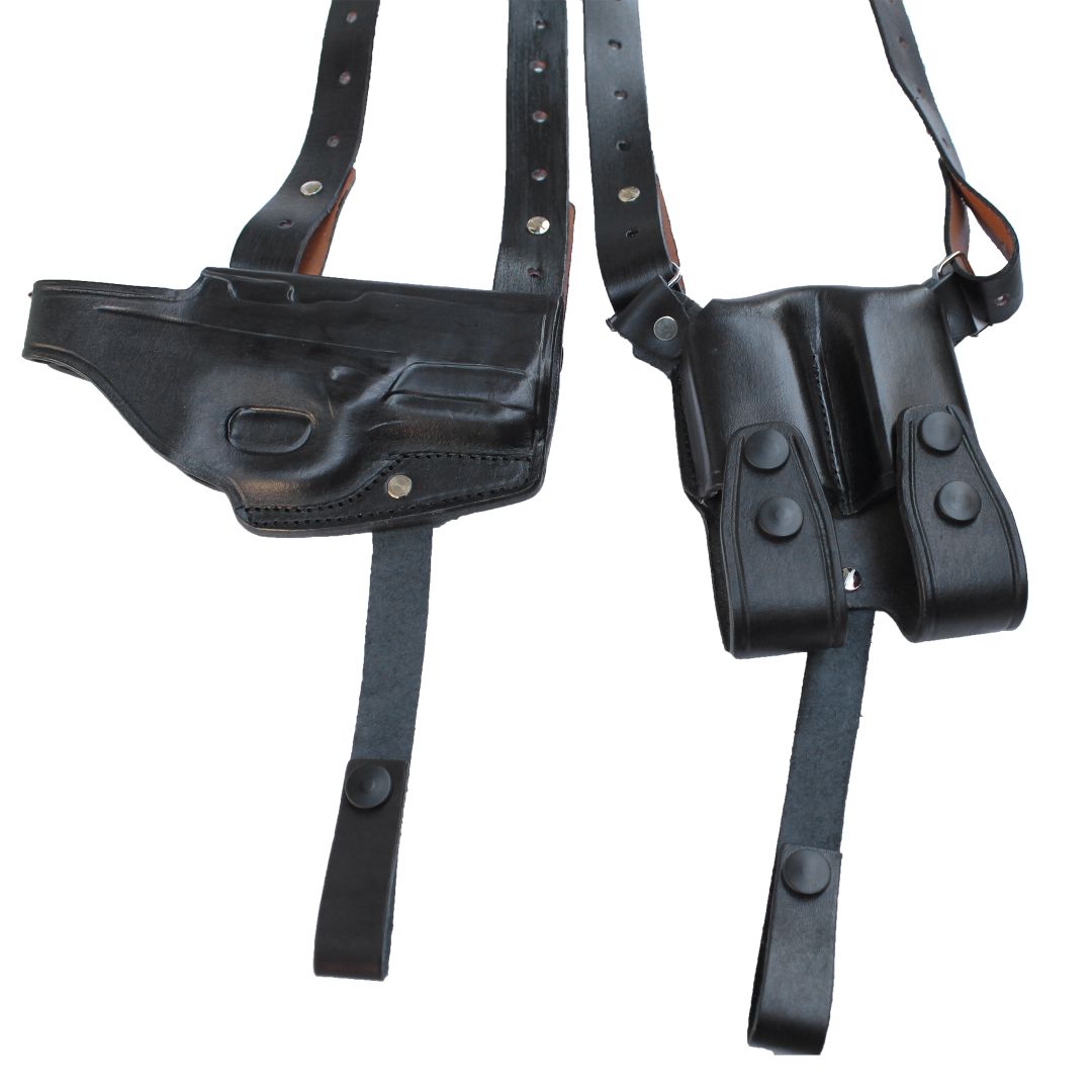 Horizontal Shoulder Holster With Magazine Holder Concealed Carry Gun Holster image 12