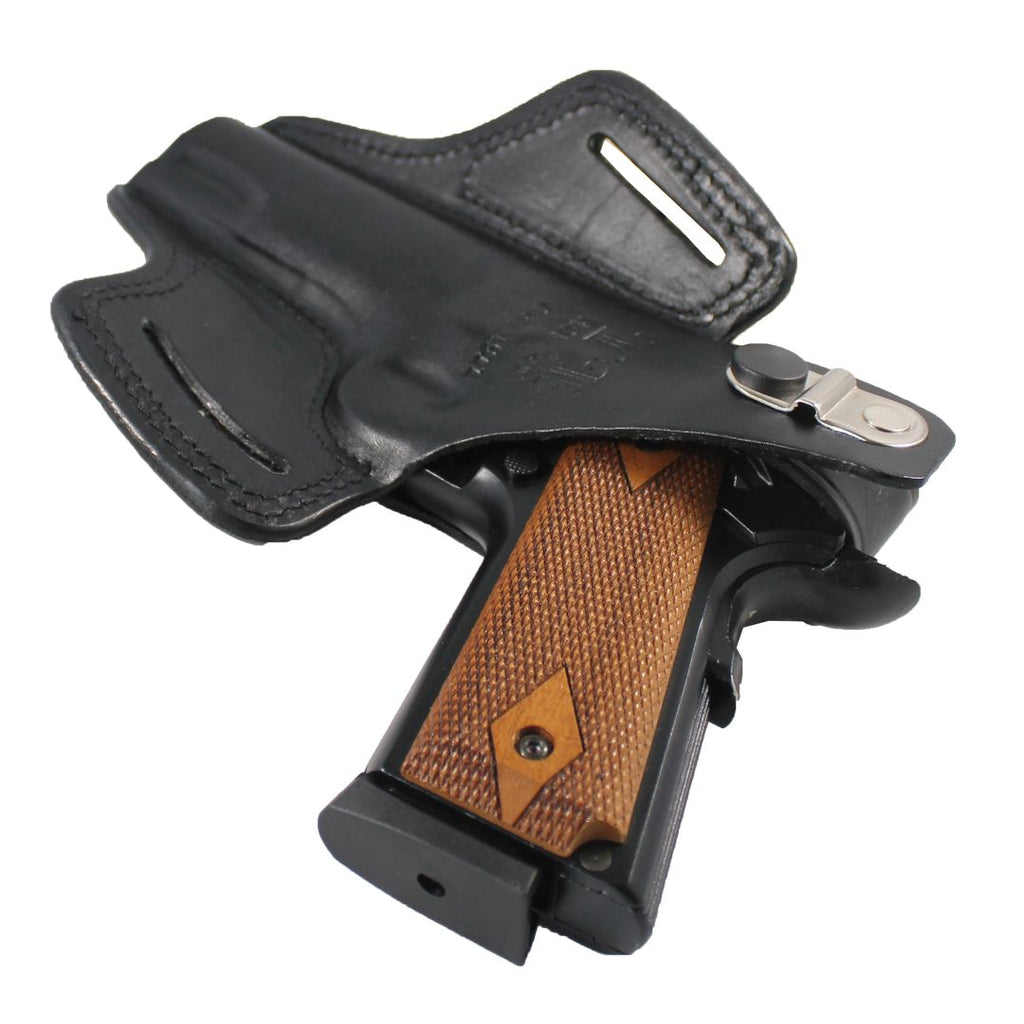 Handmade Leather OWB Carry Two Slot Thumb Break Gun Holster image 14