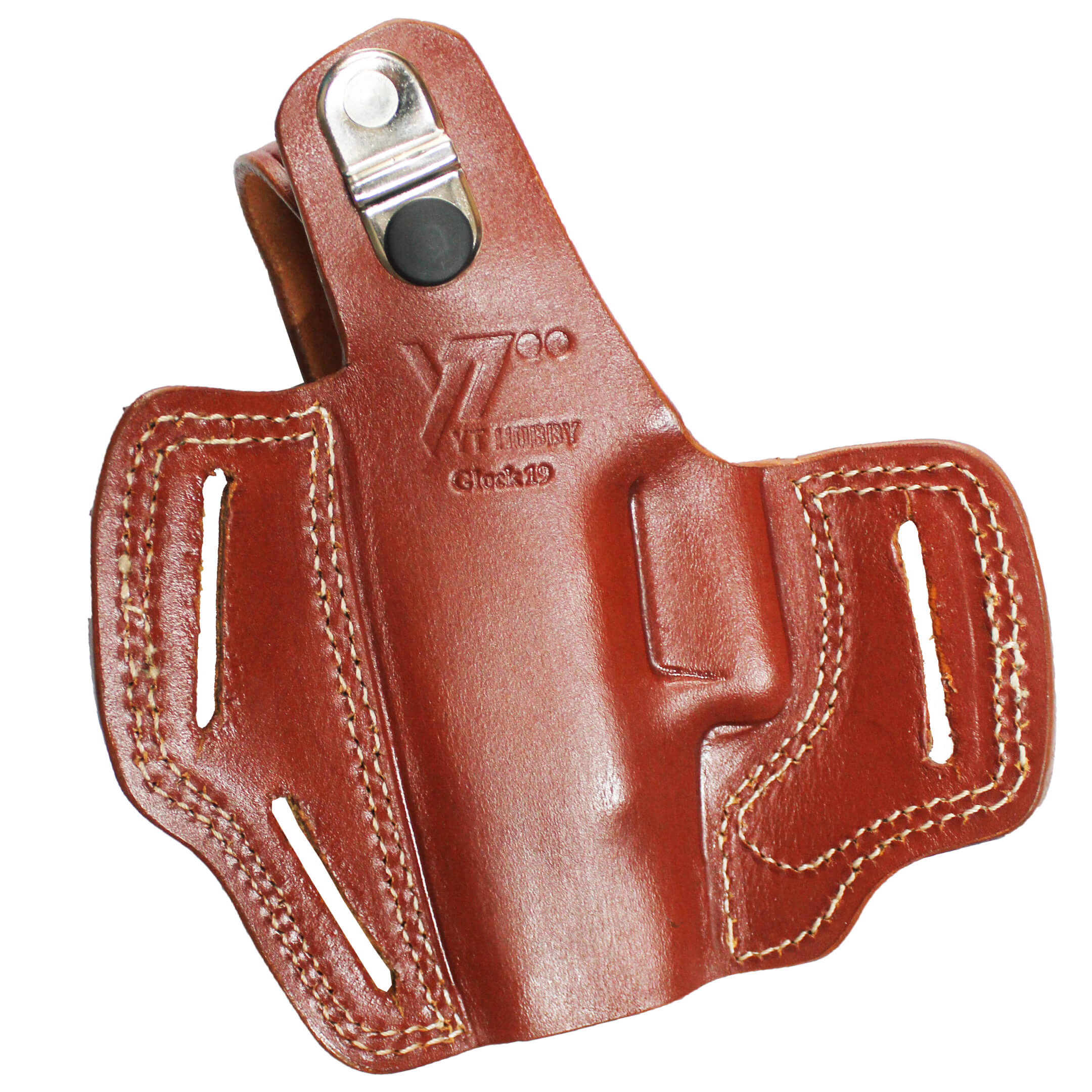 Handmade Leather OWB Carry Three Slot Thumb Break Gun Holster image 3