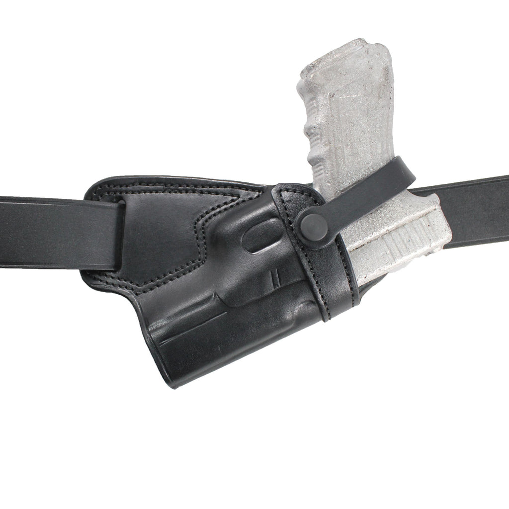 Handmade Leather Small of Back SOB Gun Holster with Retention Strap image 6