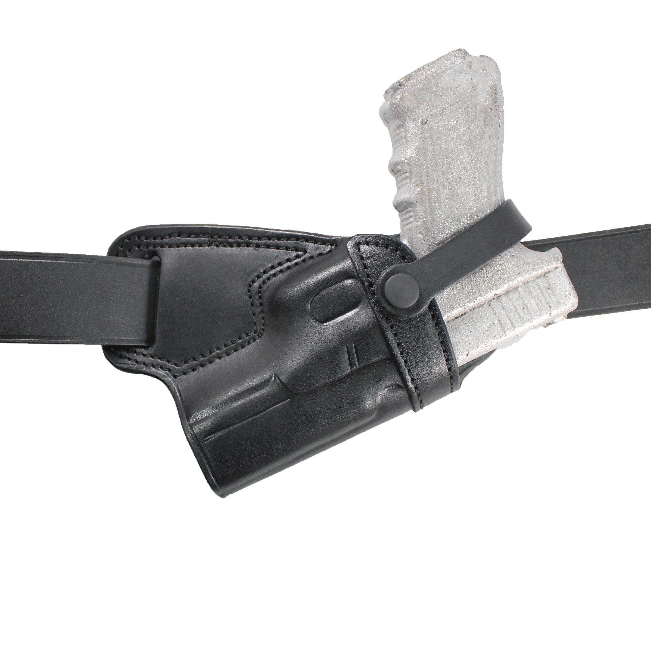 Handmade Leather Small of Back SOB Gun Holster with Retention Strap image 6