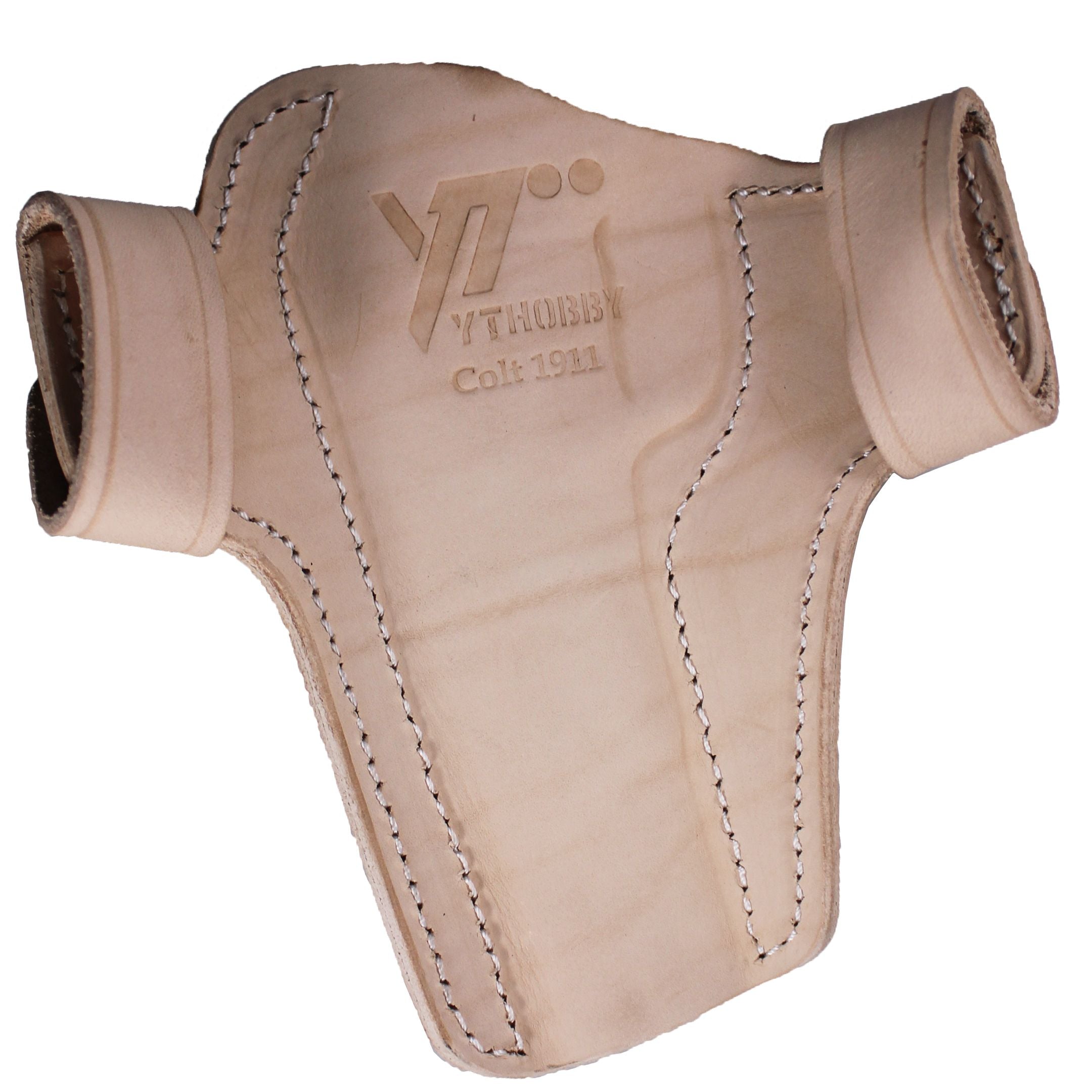 Handmade Two Belt Slots With Strap Concealed Carry Gun Holster - Beige image 3