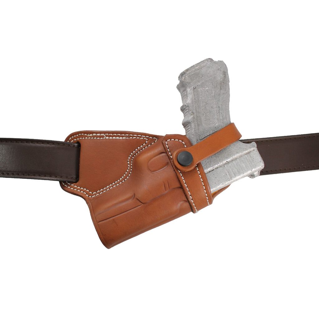 Handmade Leather Small of Back SOB Gun Holster with Retention Strap image 5