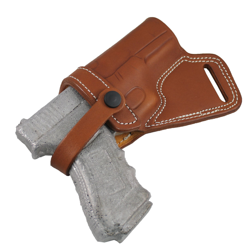 Handmade Leather Small of Back SOB Gun Holster with Retention Strap image 19