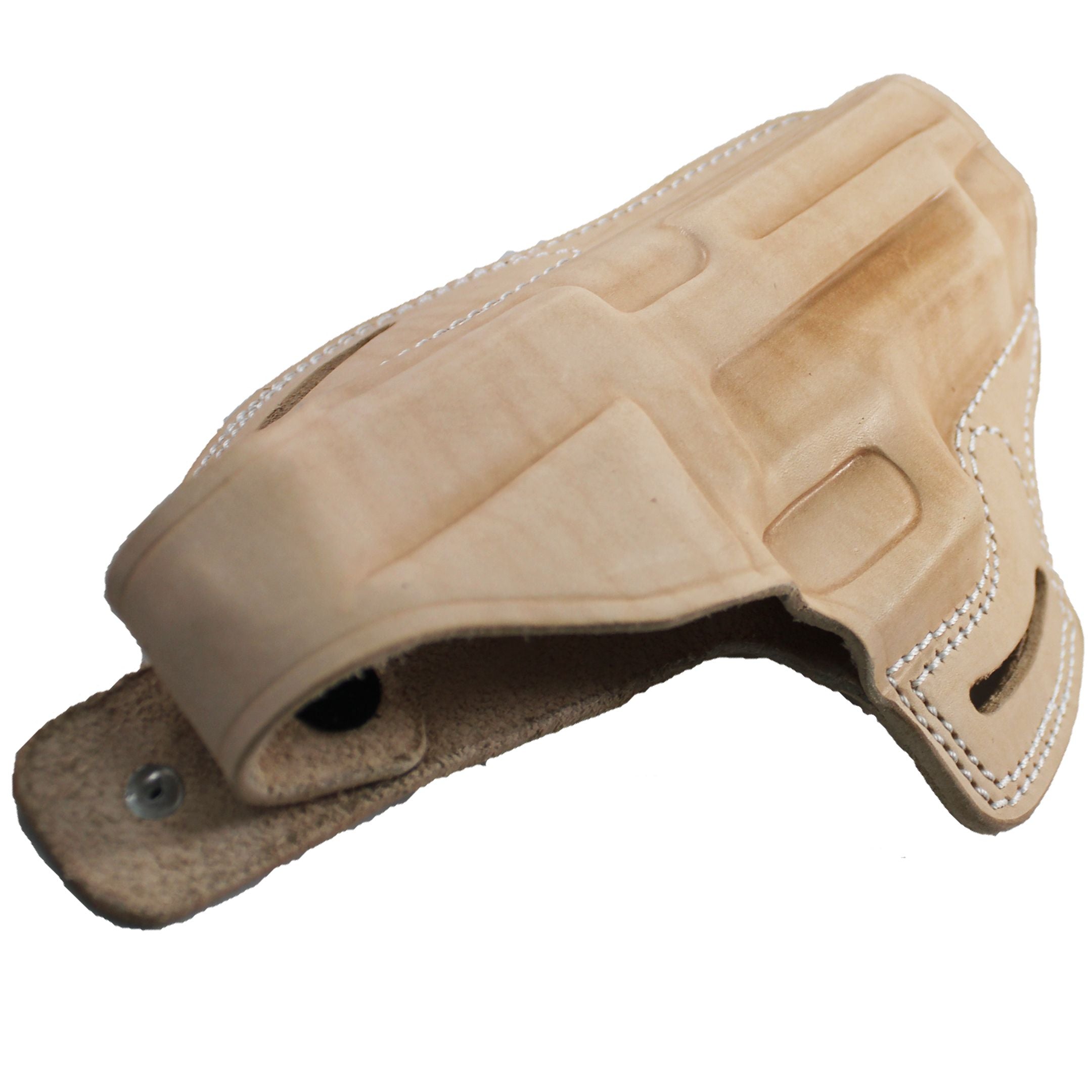 Handmade Leather OWB Carry Two Slot Thumb Break Gun Holster - Beige image 4