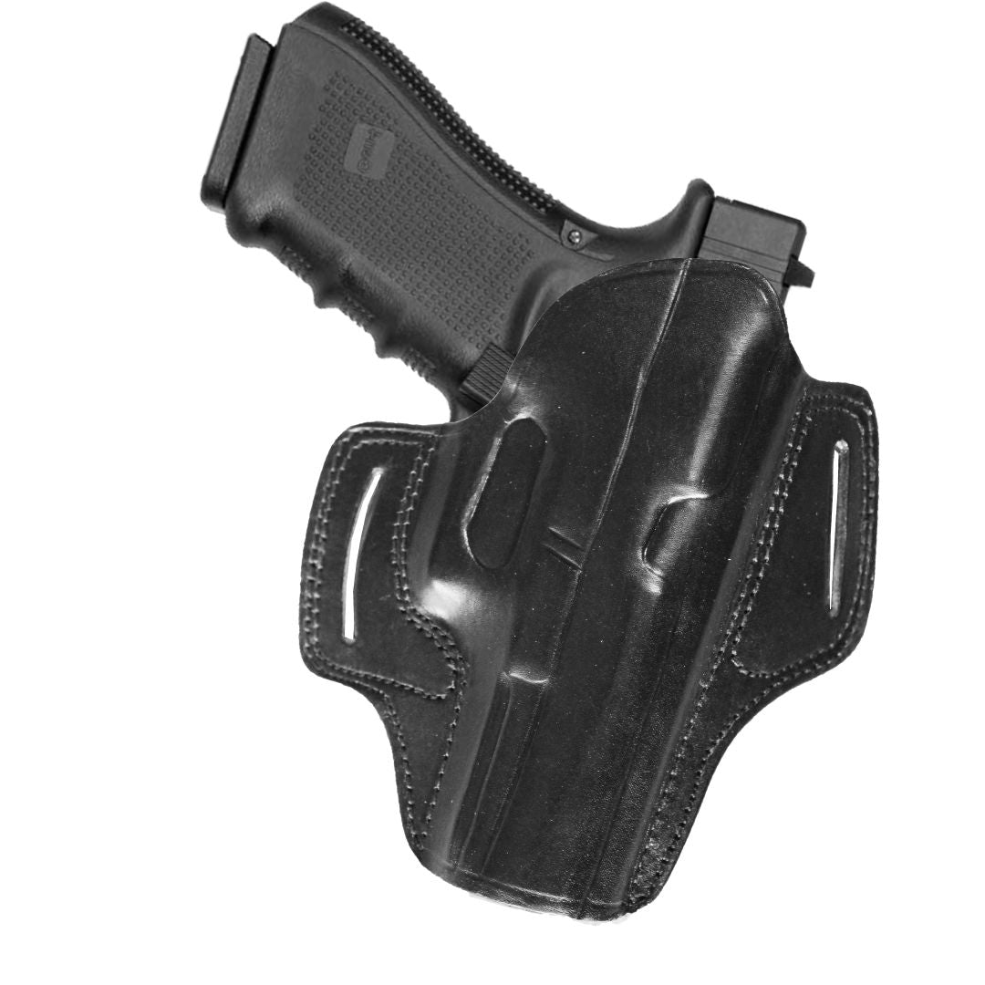 Pancake Style Leather OWB Carry Two Slot Fast Draw Gun Holster image 1