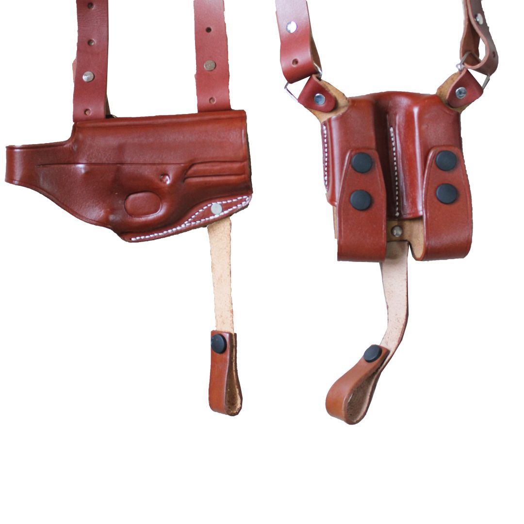 Horizontal Shoulder Holster With Magazine Holder Concealed Carry Gun Holster image 1