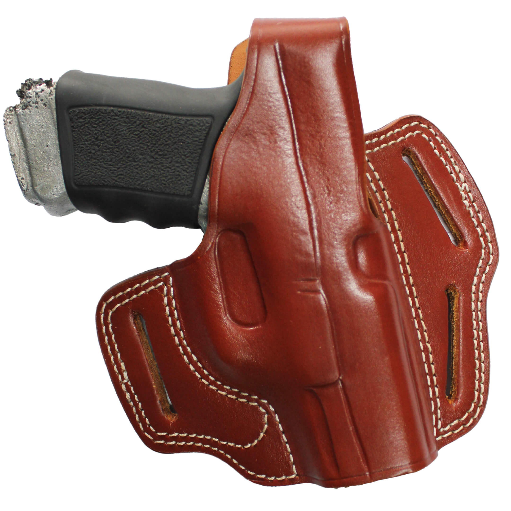 Handmade Leather OWB Carry Three Slot Thumb Break Gun Holster image 1