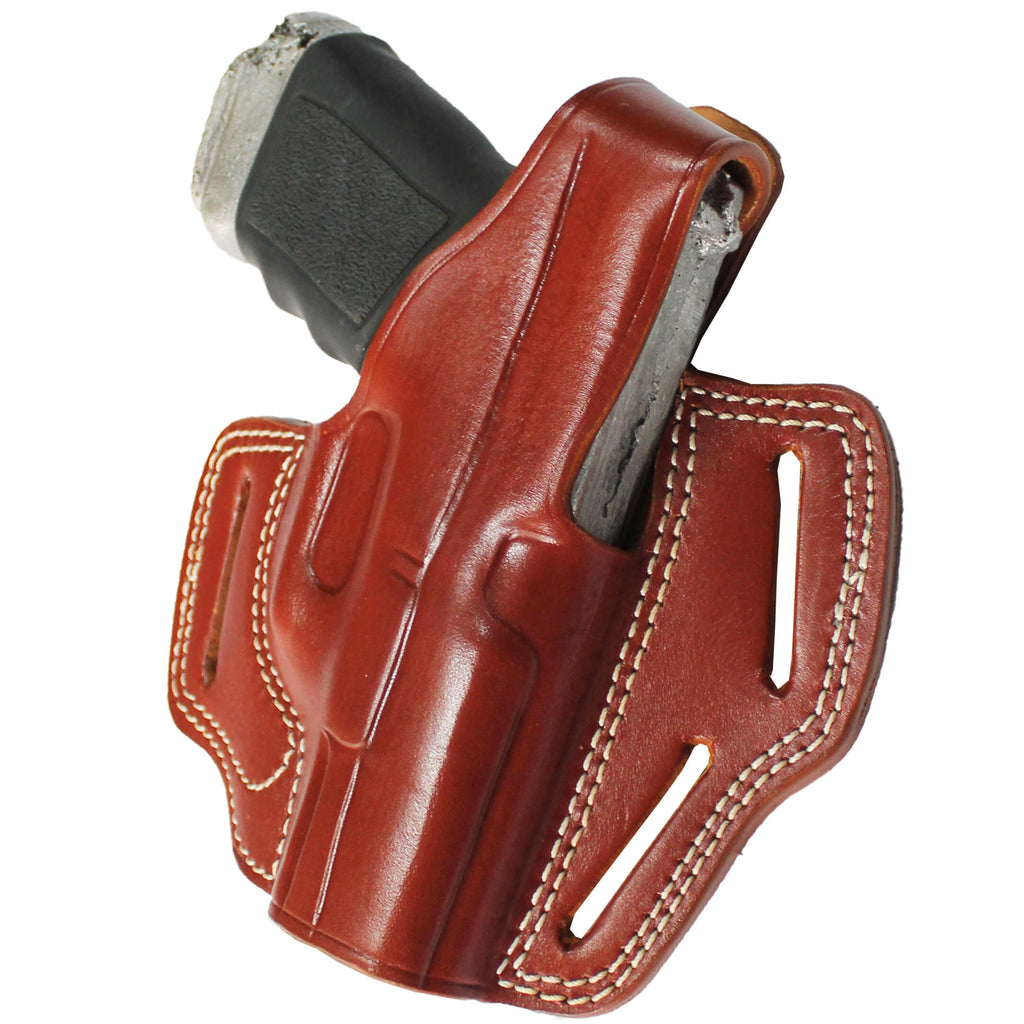 Handmade Leather OWB Carry Three Slot Thumb Break Gun Holster image 9