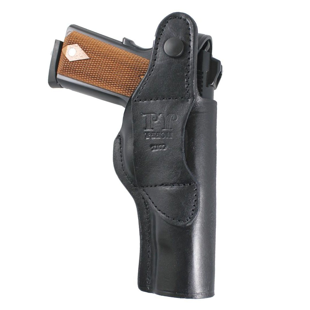 Concealed Carry IWB / OWB Real Leather Belt Gun Holster - Black