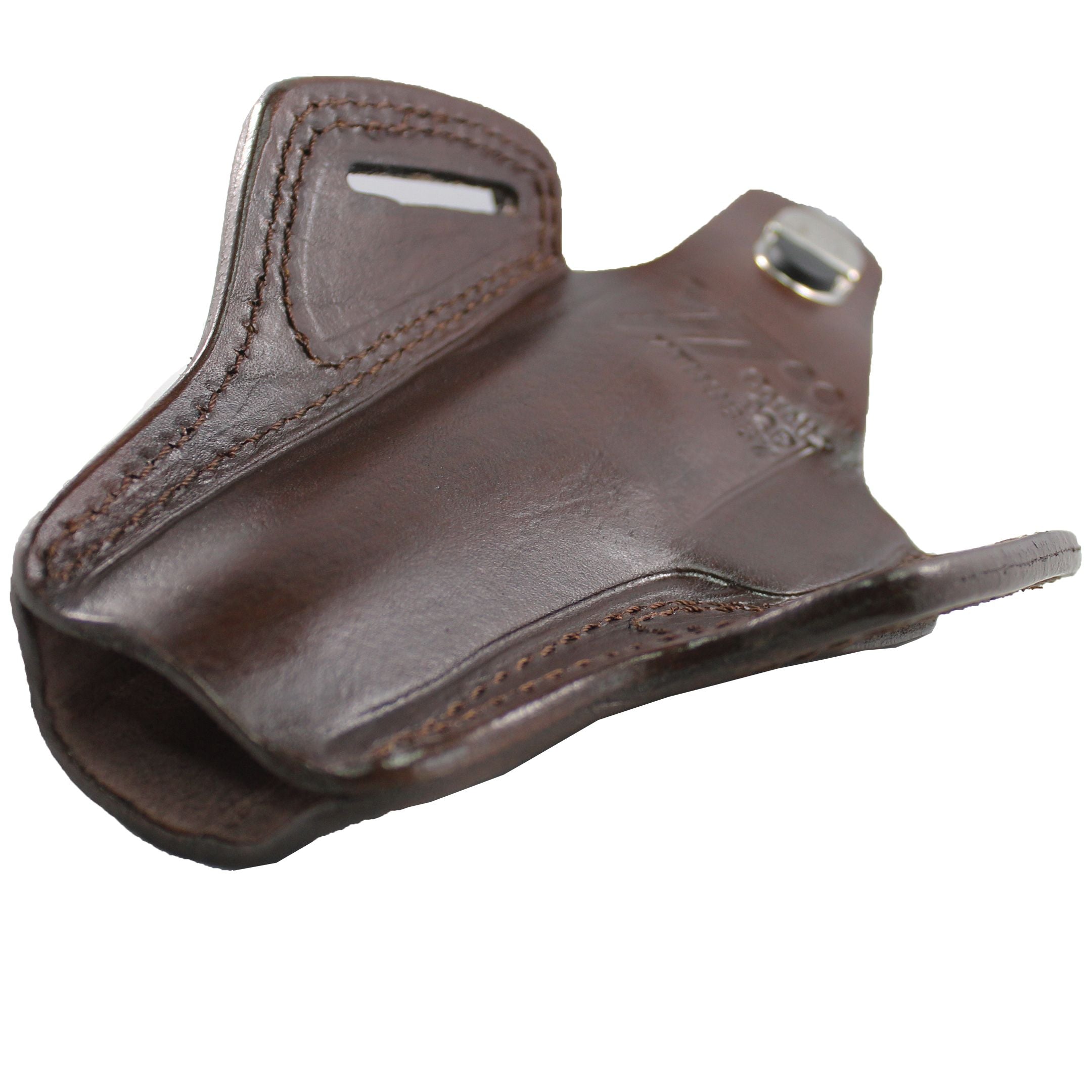 Handmade Leather OWB Carry Two Slot Thumb Break Gun Holster - Dark Brown image 3