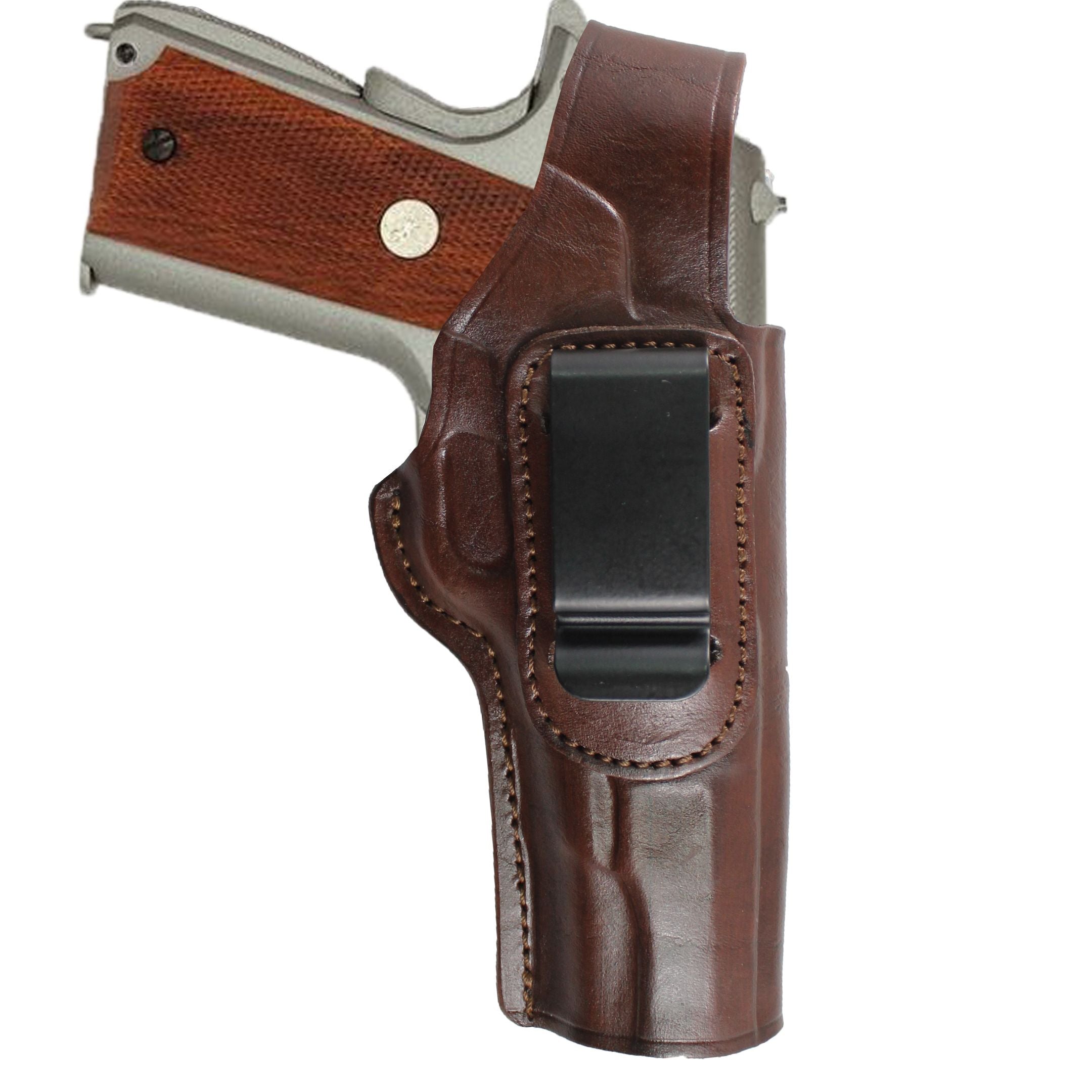 Concealed Carry IWB / OWB Real Leather Belt Gun Holster - Dark Brown image 1