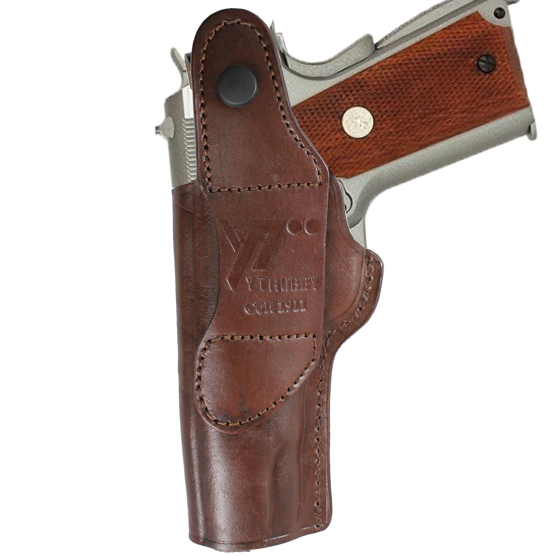 Concealed Carry IWB / OWB Real Leather Belt Gun Holster - Dark Brown image 2