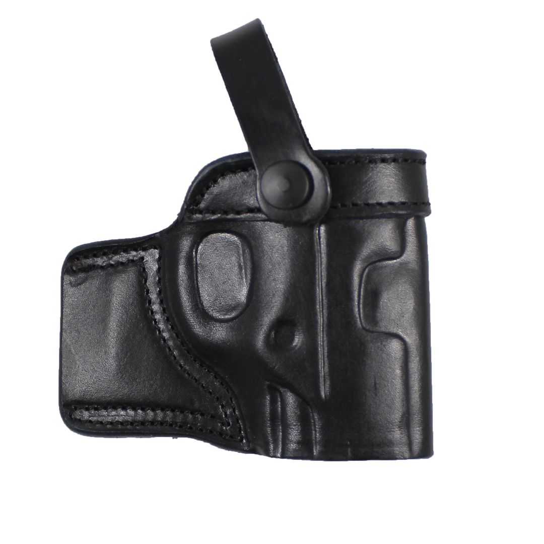 Leather With Retention Strap OWB Carry Gun Holster - Black