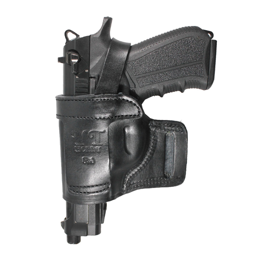 Leather With Retention Strap OWB Carry Gun Holster - Black