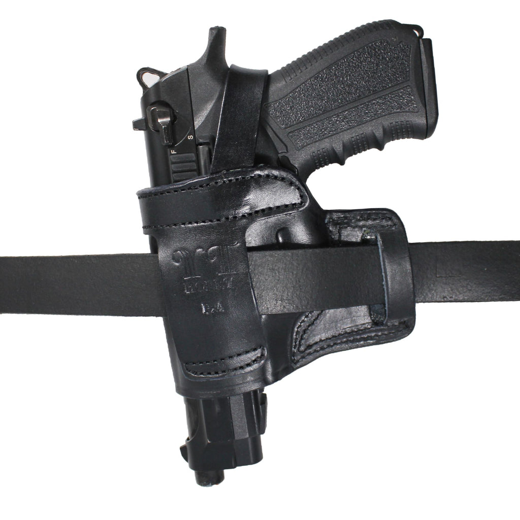 Leather With Retention Strap OWB Carry Gun Holster - Black