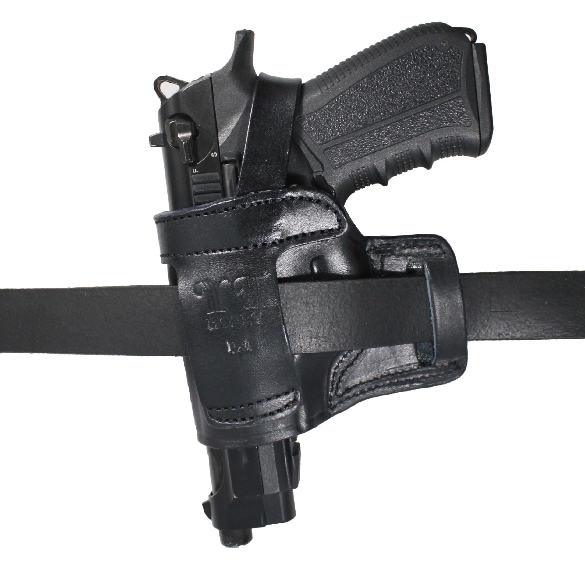 Leather With Retention Strap OWB Carry Gun Holster - Black