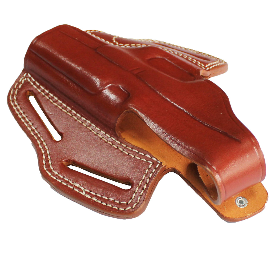 Handmade Leather OWB Carry Three Slot Thumb Break Gun Holster image 4