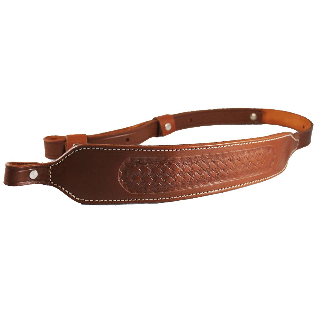 Basket Wave Padded With Screw Adjustable Durable Leather Rifle Sling image 0