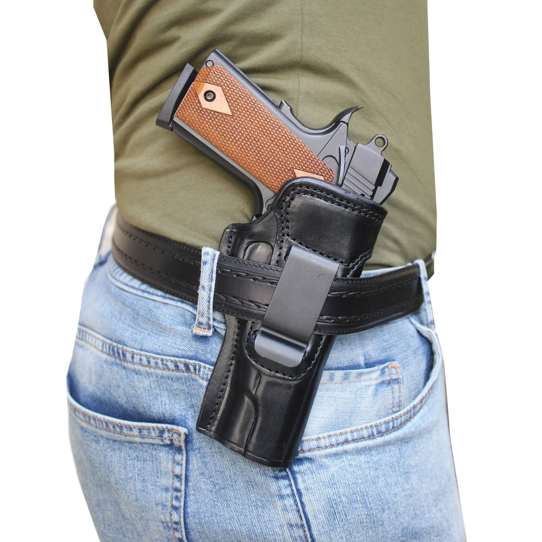 Left Or Right Hand Concealed Carry IWB Real Leather Holster - Black