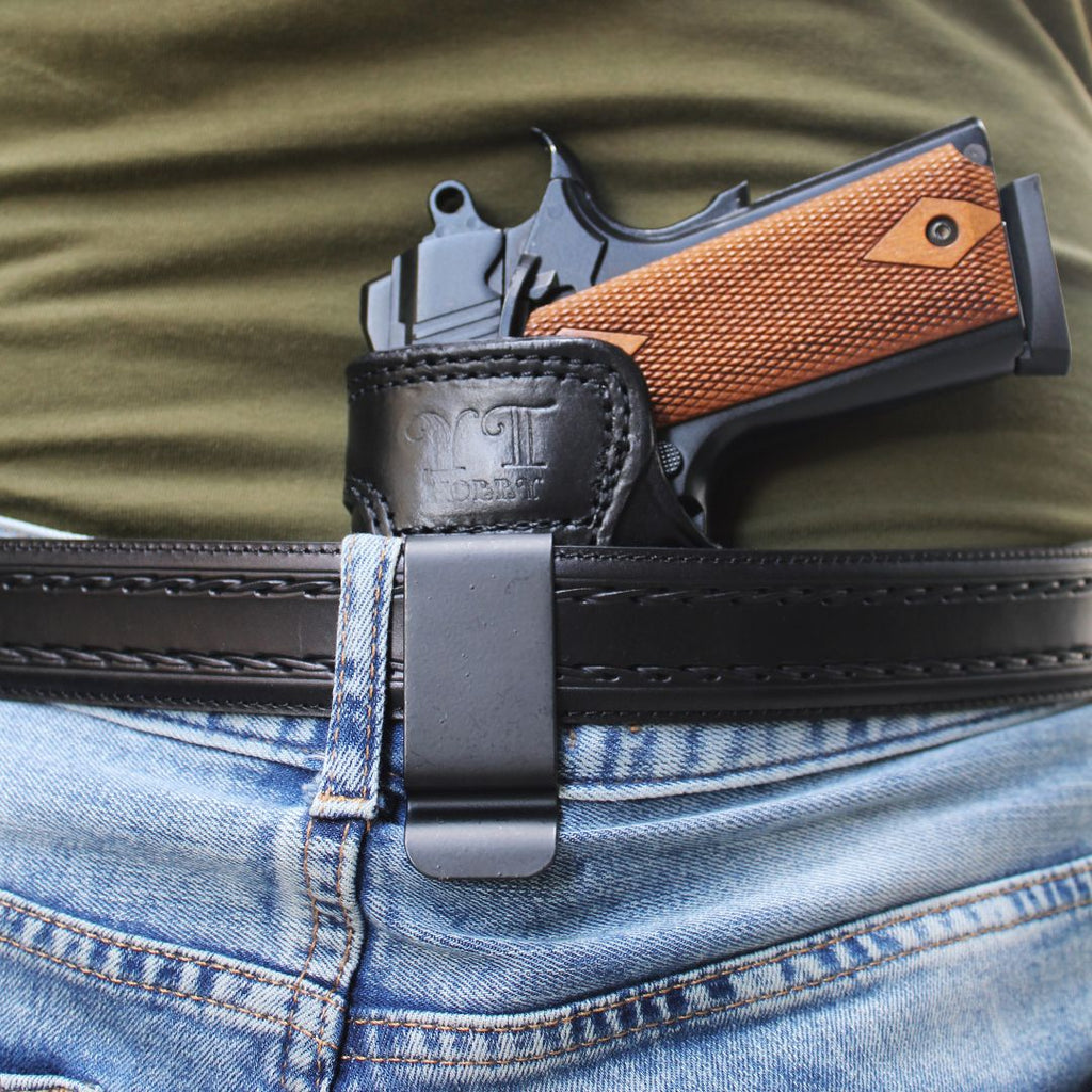 Left Or Right Hand Concealed Carry IWB Real Leather Holster - Black