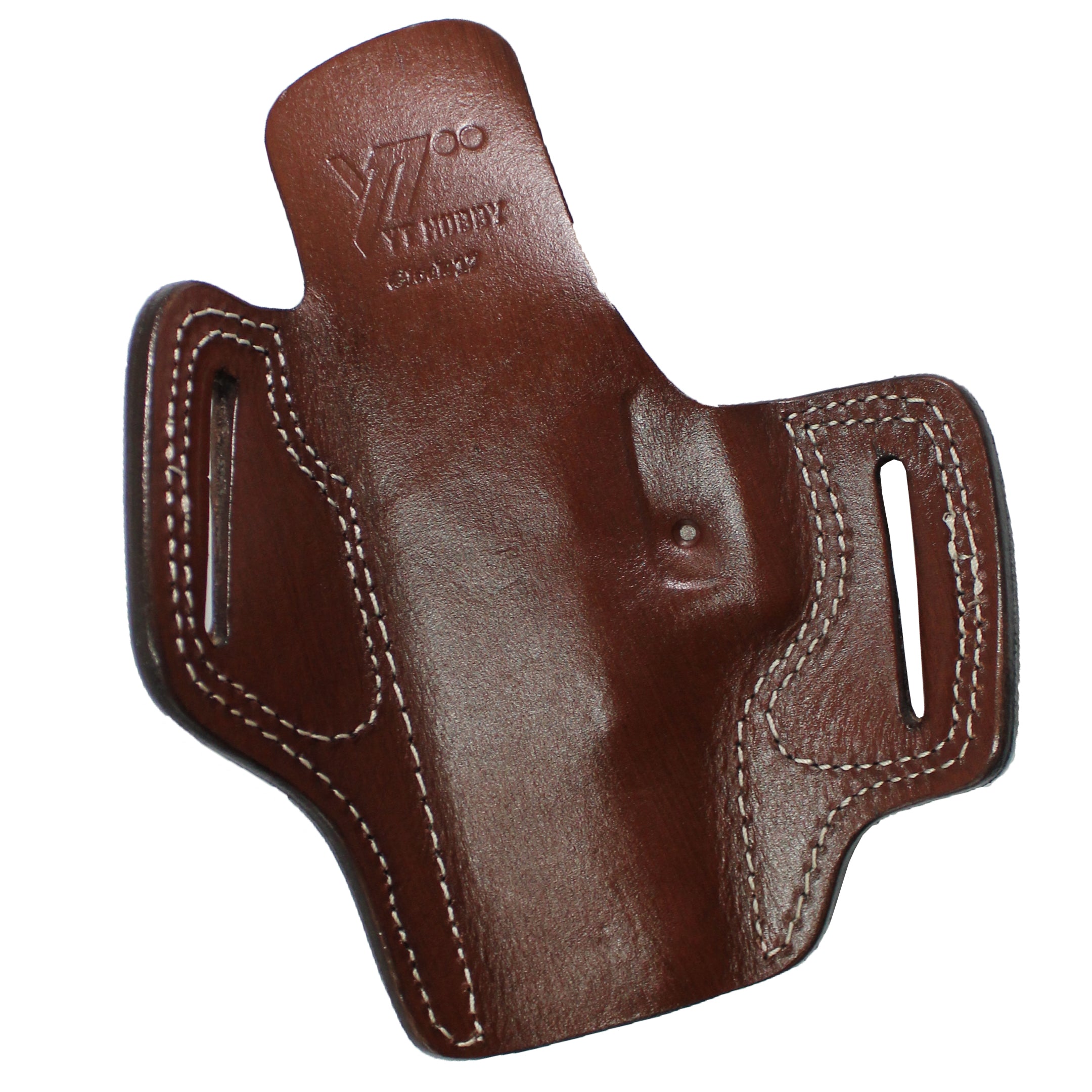 Pancake Style Leather OWB Carry Two Slot Fast Draw Gun Holster - Dark Brown
