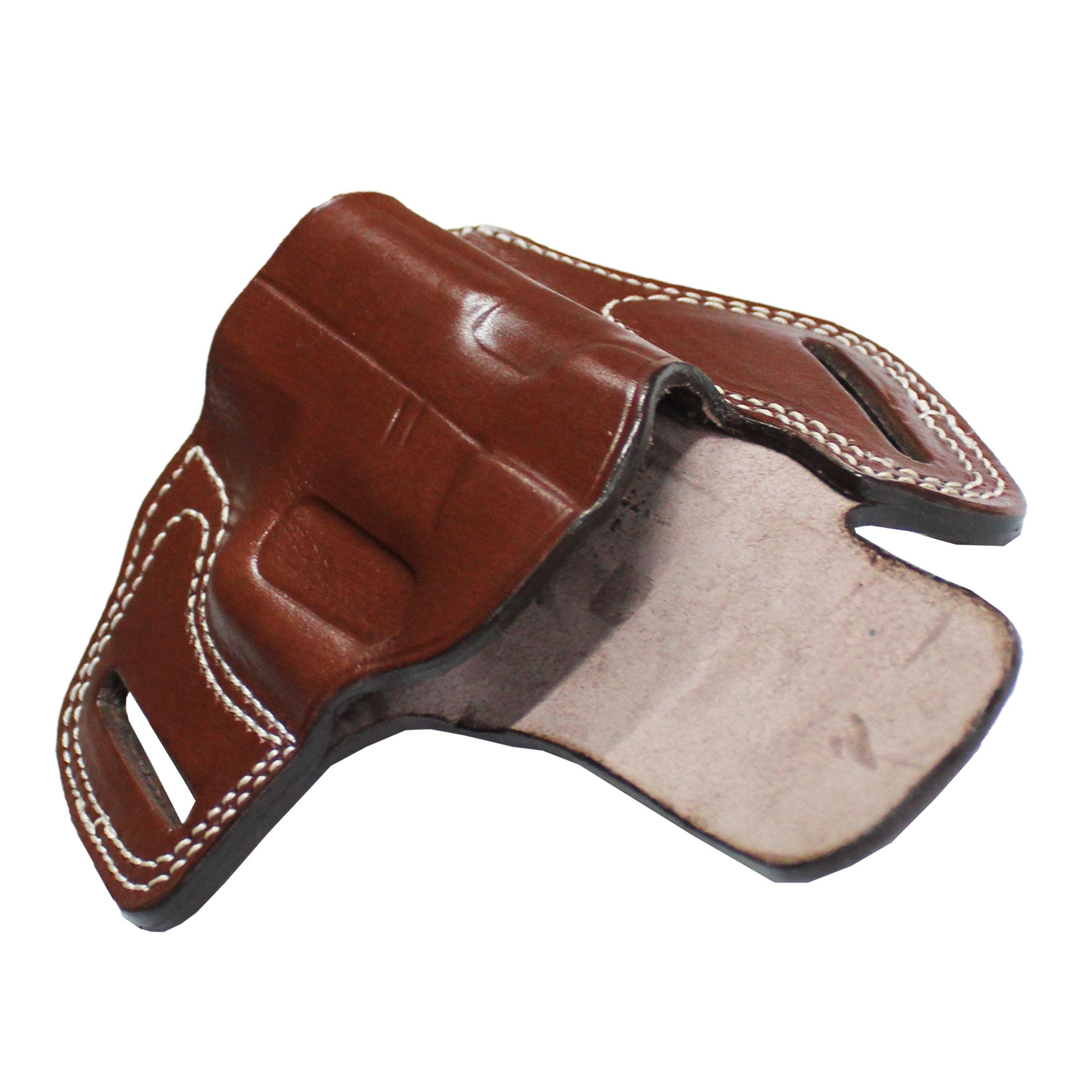 Pancake Style Leather OWB Carry Two Slot Fast Draw Gun Holster - Dark Brown