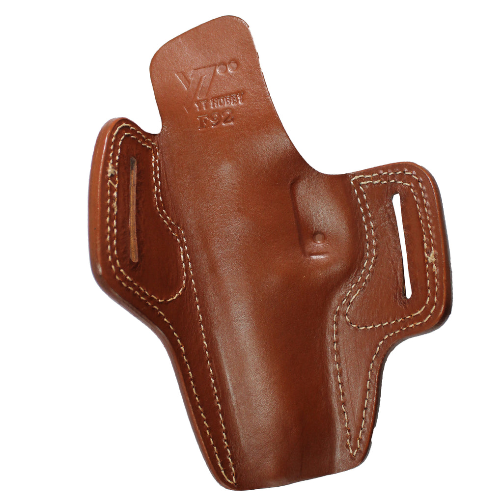 Pancake Style Leather OWB Carry Two Slot Fast Draw Gun Holster - Brown