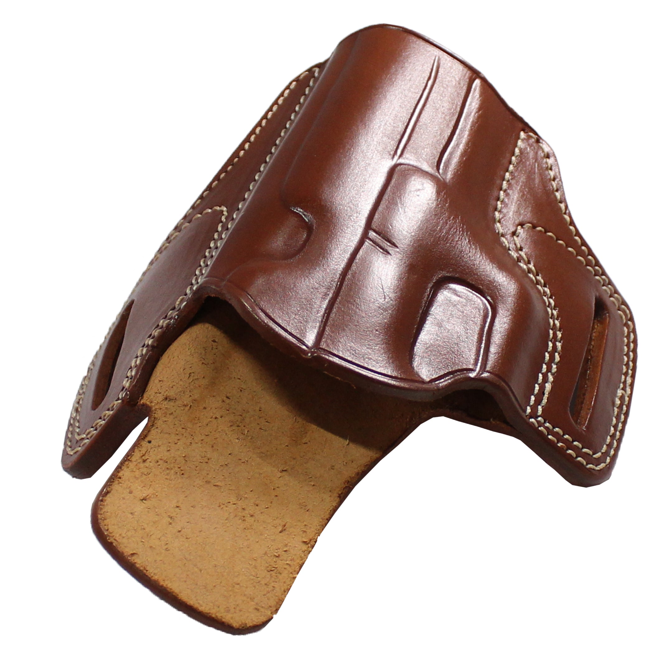 Pancake Style Leather OWB Carry Two Slot Fast Draw Gun Holster - Brown