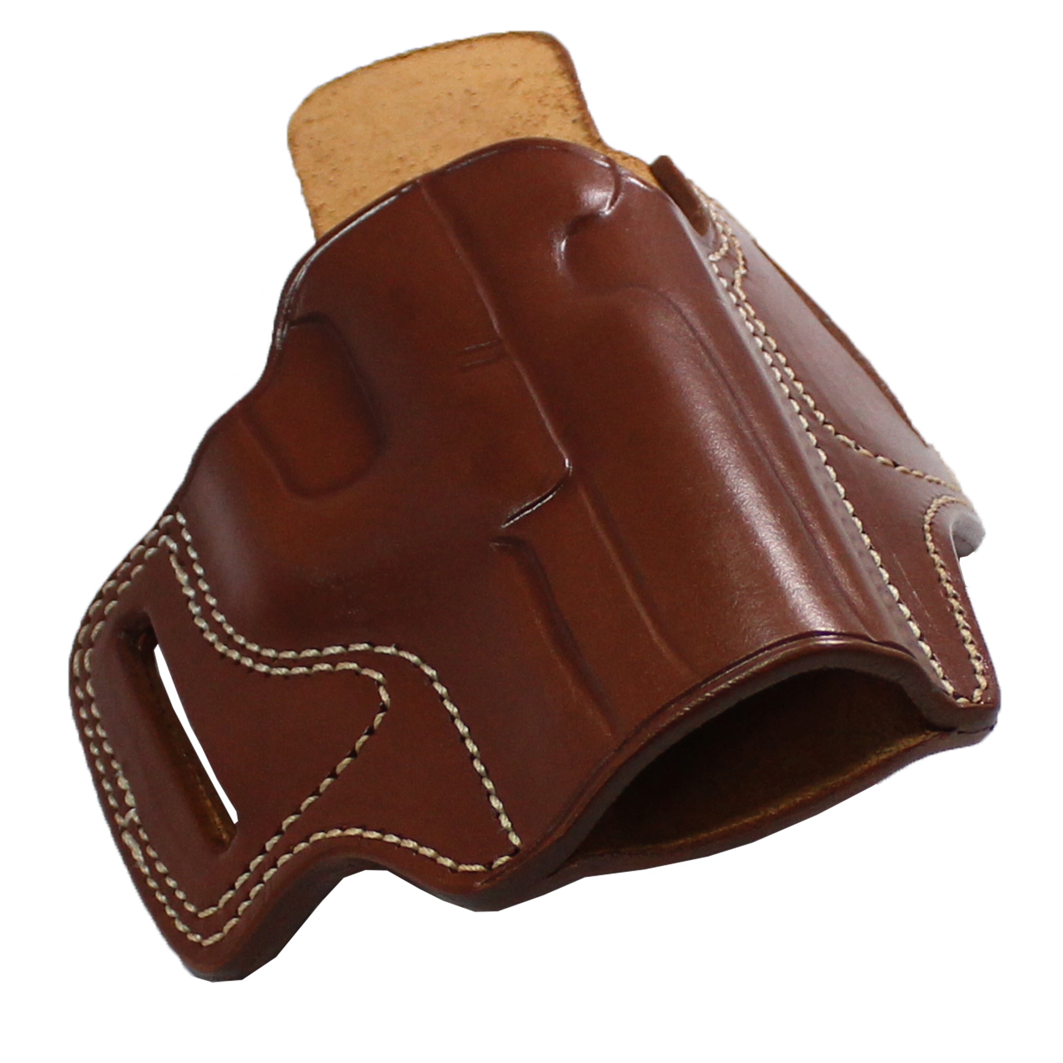 Pancake Style Leather OWB Carry Two Slot Fast Draw Gun Holster - Brown