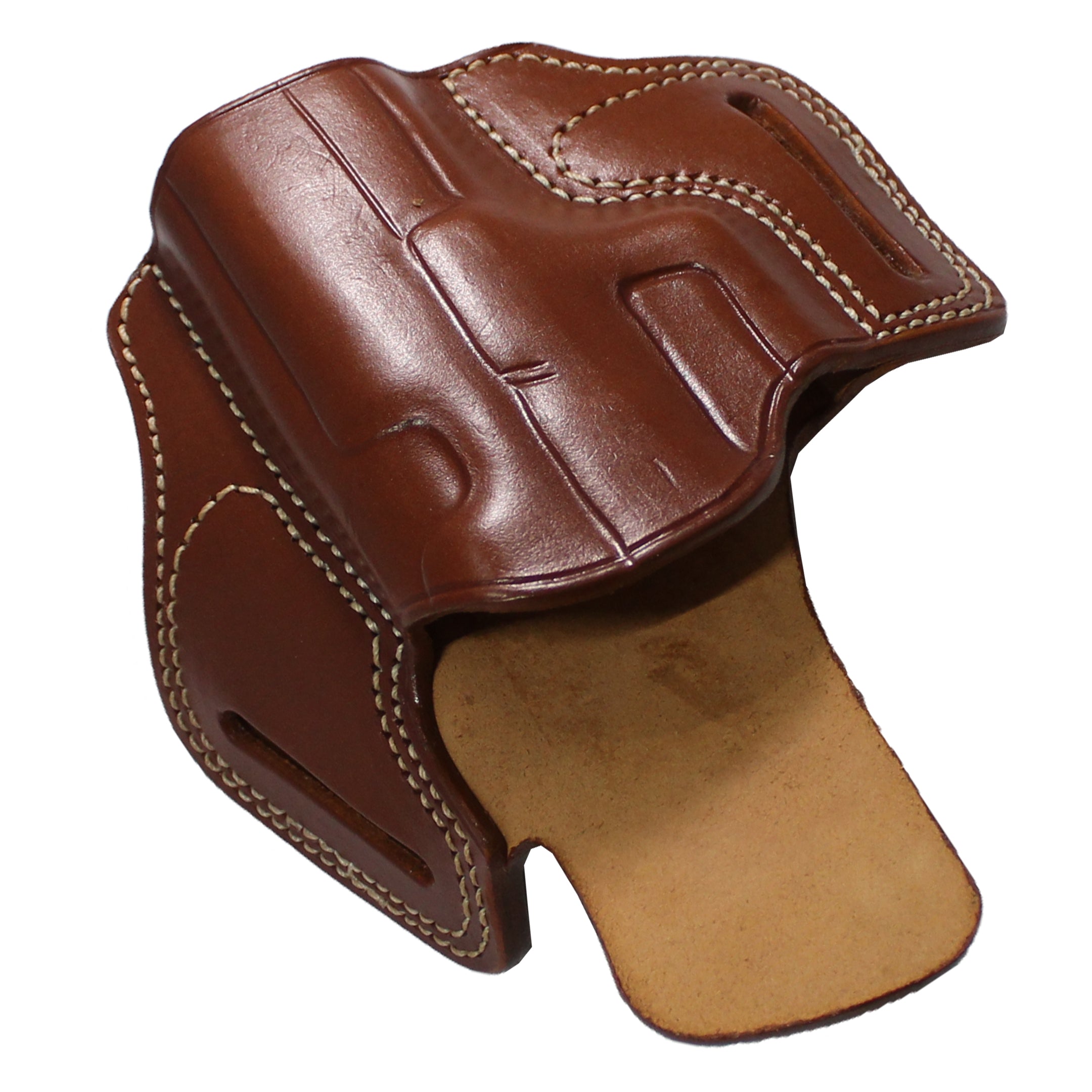 Pancake Style Leather OWB Carry Two Slot Fast Draw Gun Holster - Brown