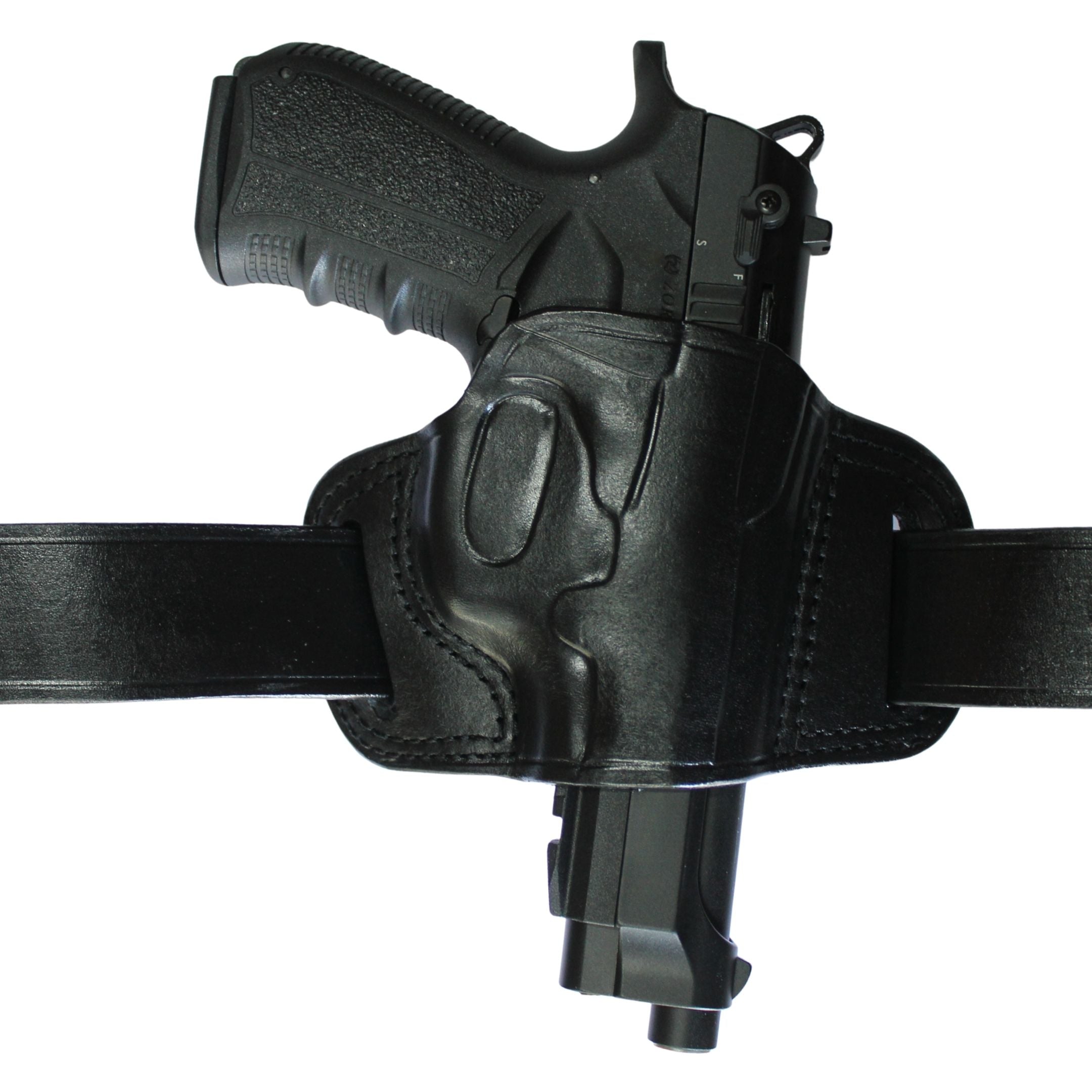 Two Slot Sport OWB Carry Fast Draw Handmade Gun Holster - Black